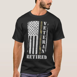 American Flag Camo Proud Us Army Veteran Retired T T-Shirt