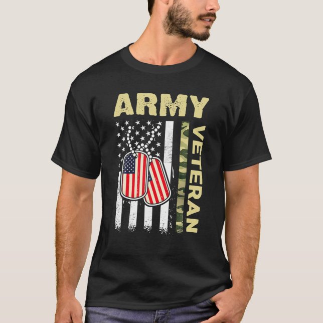 American Flag Camo Proud Us Army Veteran T-Shirt (Front)
