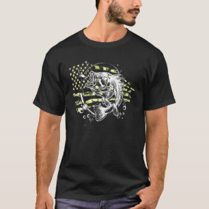 American Flag Camouflage Bass Fish Fishing Usa Fis T-Shirt