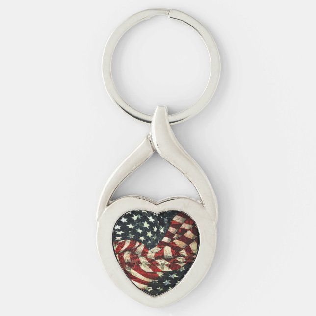 American Flag-Camouflage by Shirley Taylor Key Ring (Front)