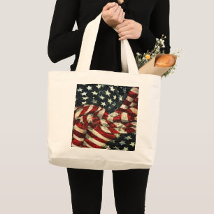 American Flag-Camouflage by Shirley Taylor Large Tote Bag