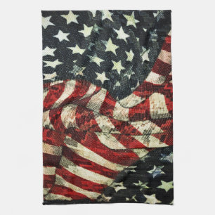 American Flag-Camouflage by Shirley Taylor Tea Towel