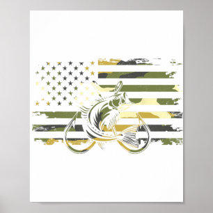 American Flag Camouflage Fishing Apparel - Fishing Poster