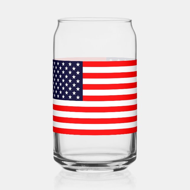 American Flag Can Glass Single or Glasses Set (Front)