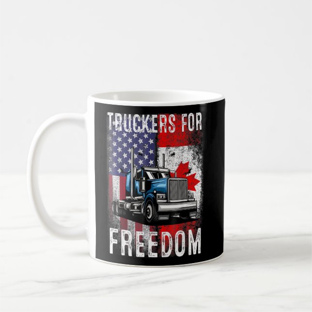 American Flag Canada Flag Freedom Convoy 2022 Truc Coffee Mug (Left)