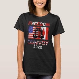 American Flag Canada Flag Freedom Convoy 2022 TRUC T-Shirt