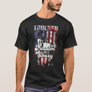 American Flag Canada Flag Freedom Convoy 2022 TRUC T-Shirt