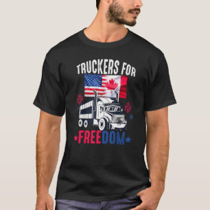 American Flag Canada Flag Freedom Convoy 2022 TRUC T-Shirt