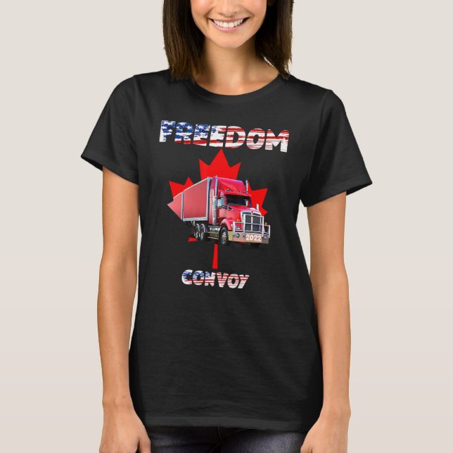 American Flag Canada Flag Freedom Convoy 2022 Truc T-Shirt (Front)