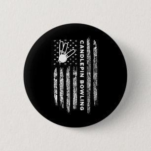American Flag Candlepin Bowling - Vintage Candlepi 6 Cm Round Badge