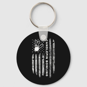 American Flag Candlepin Bowling - Vintage Candlepi Key Ring