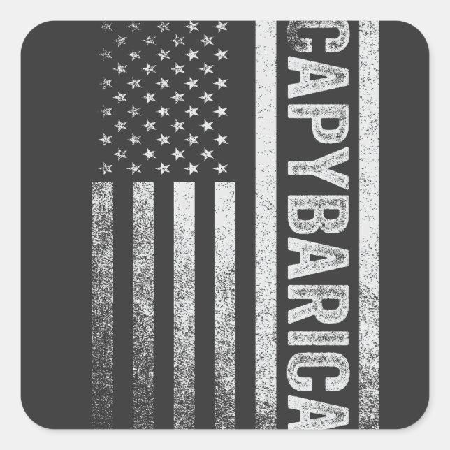American Flag Capybara Lover Funny Capybarica 4th  Square Sticker (Front)