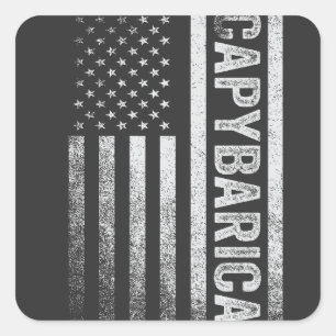 American Flag Capybara Lover Funny Capybarica 4th  Square Sticker