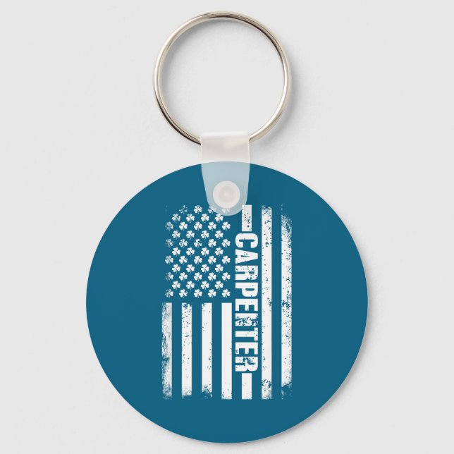 American flag carpenter st patricks day shamrock key ring (Front)