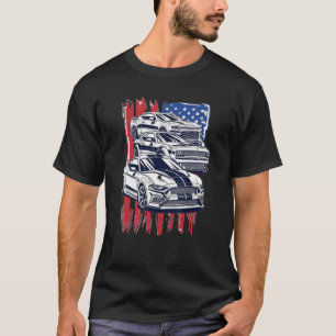 American Flag Cars Motor Vehicle Garage Fast Speed T-Shirt
