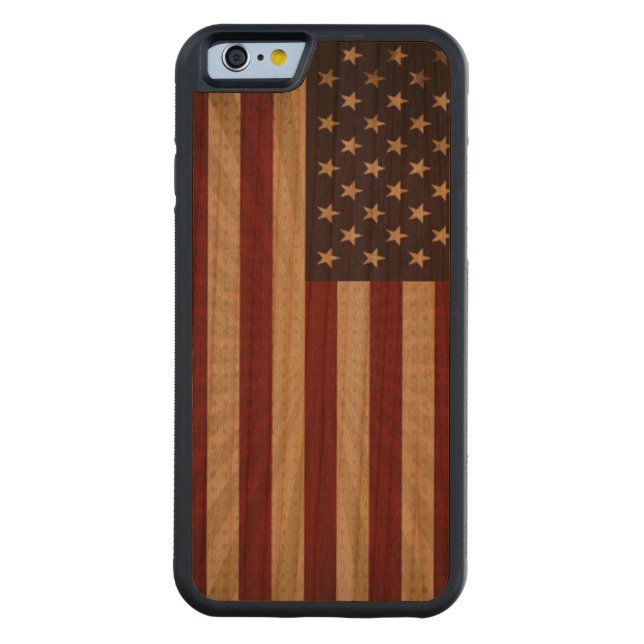 American Flag Carved Wood iPhone Case (Back)