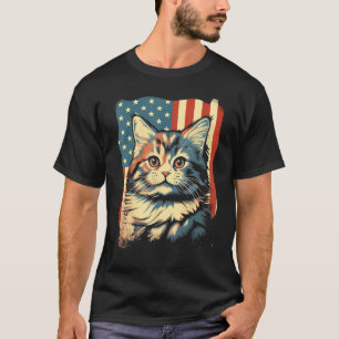 American Flag Cat 4th Of July Kitten Patriotic Pet T-Shirt