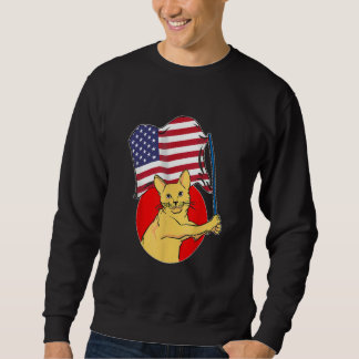 American Flag Cat  Happy 4th July Sweatshirt