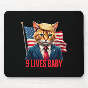 American Flag Cat In Suite Donald Trump Nine Lives Mouse Pad