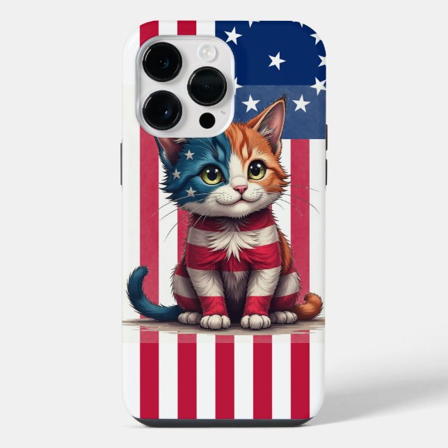 American Flag Cat  iPhone Case (Back)