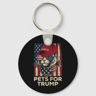 American Flag Cat Lives Problem Trump 2024 Key Ring