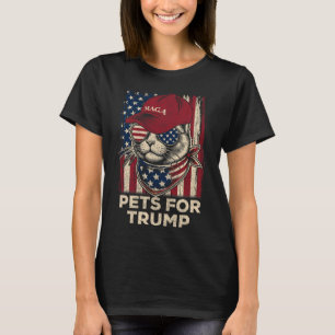 American Flag Cat Lives Problem Trump 2024  T-Shirt