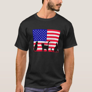 American Flag Cat Usa 4th Of July Men Women T-Shirt