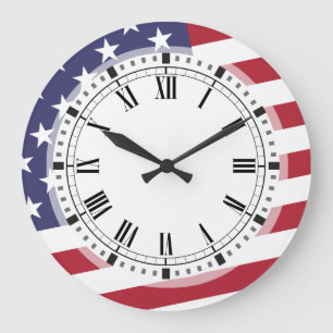 American Flag - Celebrate the USA - July 4 Classic Large Clock