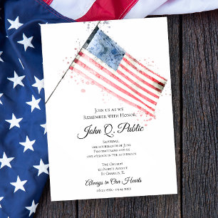 American Flag Celebration of Life Memorial Invitation