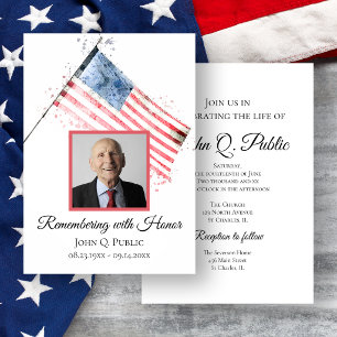 American Flag Celebration of Life Memorial Invitation