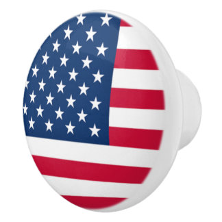 American Flag Ceramic Knob
