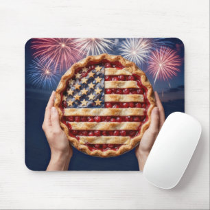 American Flag Cherry Pie Mouse Pad