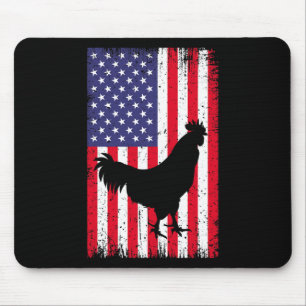 American Flag Chicken Rooster Farm Animal Ranch _1 Mouse Pad