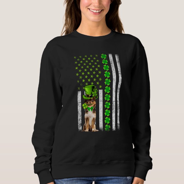 American Flag Chihuahua Dog St Patricks Day Sweatshirt (Front)