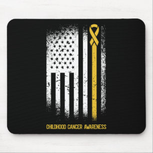 American Flag Childhood Cancer Awareness Ribbon Wa Mouse Pad