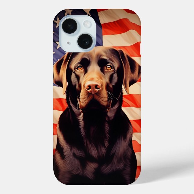 American Flag Chocolate Labrador Case-Mate iPhone Case (Back)