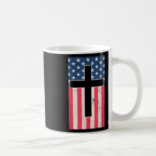 American Flag Christian Cross Faith Patriotic Coffee Mug