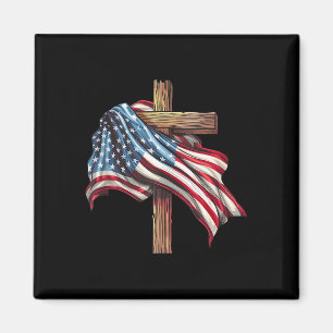 American Flag Christian Cross Jesus 4th Of July Pa Magnet