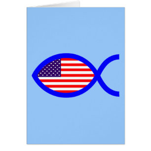 American Flag Christian Fish Symbol