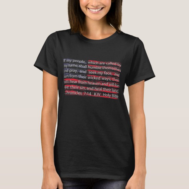 American Flag Christian Scripture 2 Chronicles 714 T-Shirt (Front)