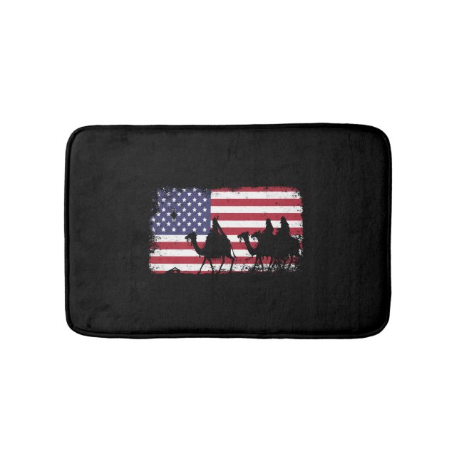 american flag christmas bath mat (Front)