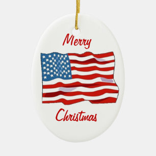 American Flag Christmas Ornament