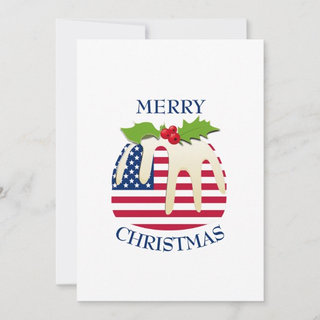 AMERICAN FLAG Christmas Pudding Holiday Card (Front)