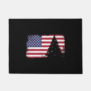 american flag christmas tree doormat