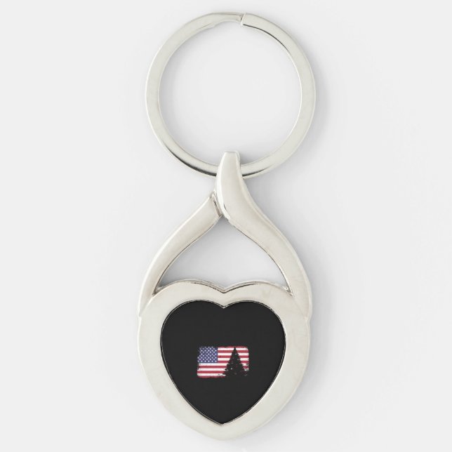 american flag christmas tree key ring (Front)