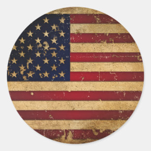 American Flag Classic Round Sticker