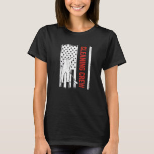 American Flag Cleaning Crew 4th July Custodian Cle T-Shirt