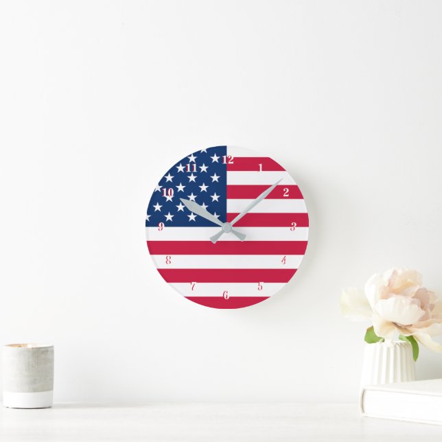 American Flag Clock USA Patriotic (Home)