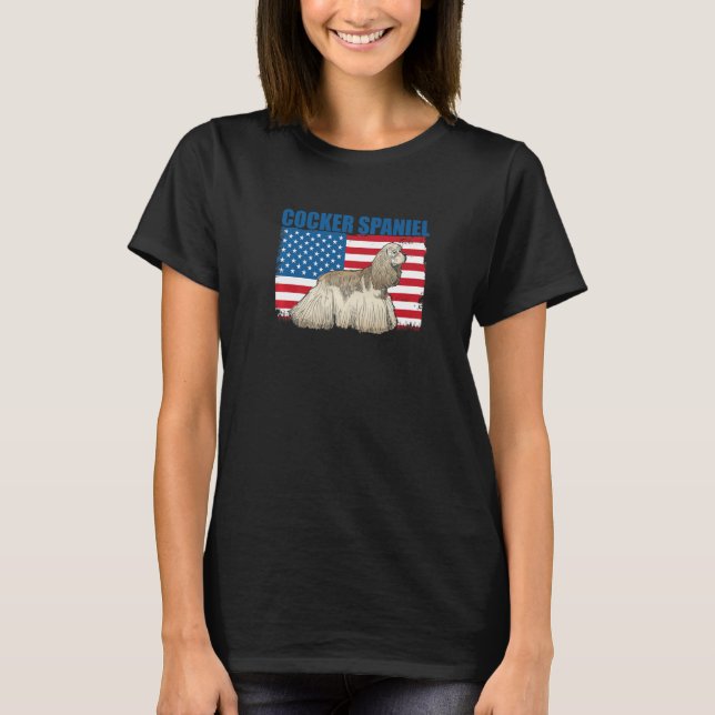 American Flag Cocker Spaniel   T-Shirt (Front)