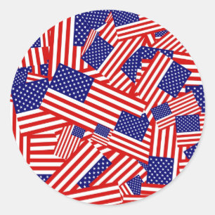 American Flag Collage Classic Round Sticker
